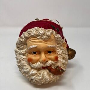 Vintage Santa Head Pipe Mouth  Hermatige Pottery Plastic/Resin Retro Kitschy